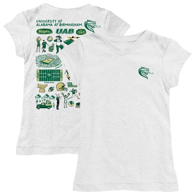  UAB Blazers Vive La Fete Youth Impressions Artwork Fitted T-Shirt - White
